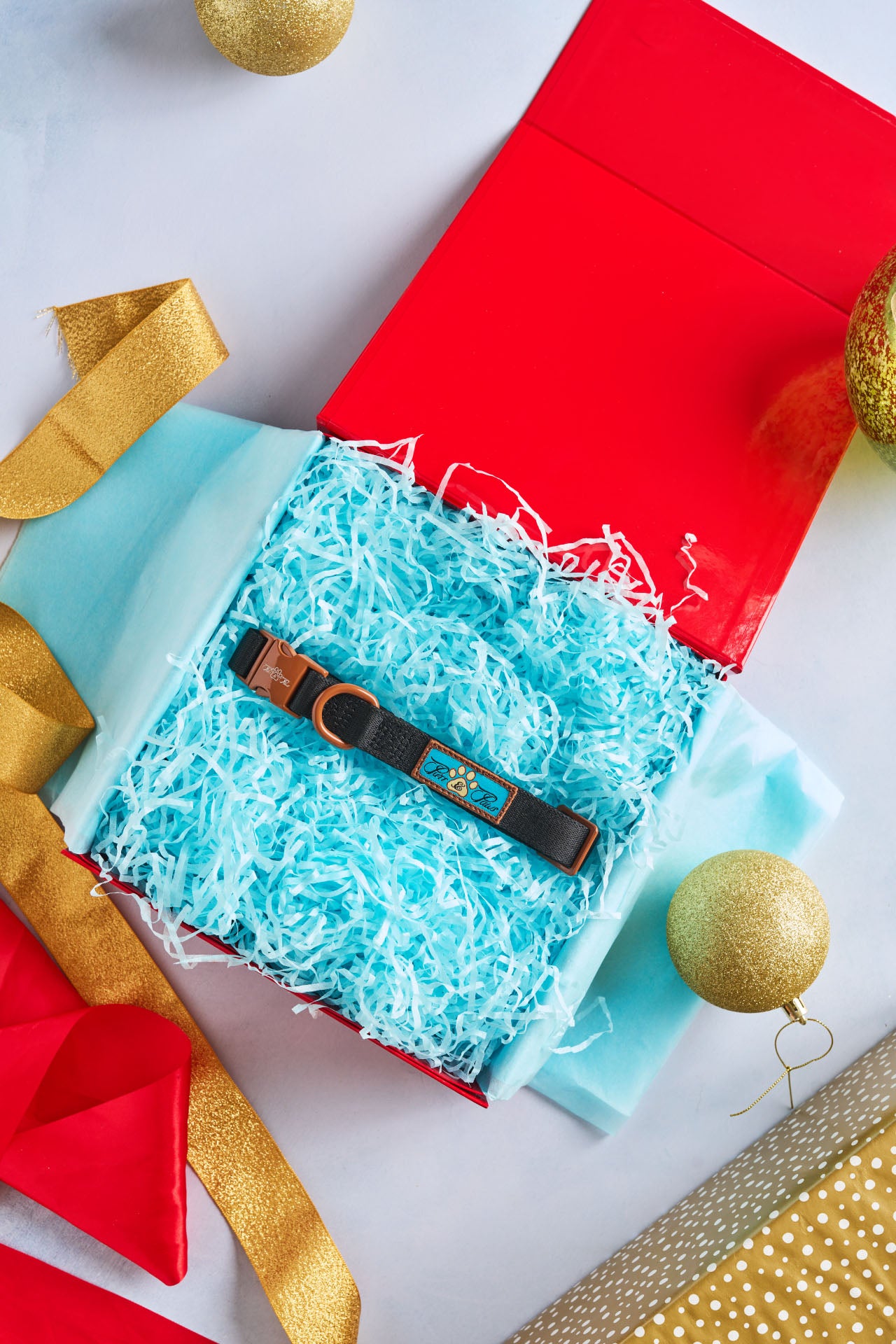 Gift Box - Luxury Padded Printed Dog Collar Noir le Bronze