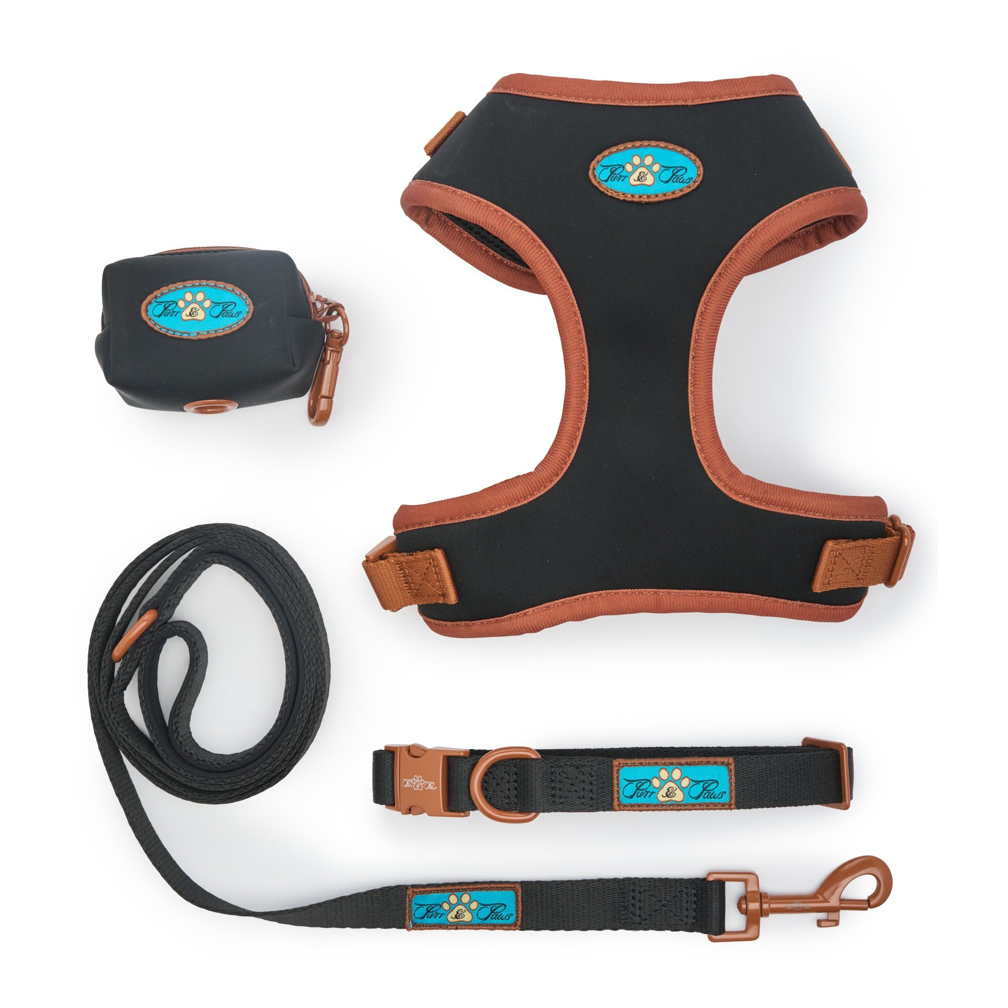 NOIR LE BRONZE PAWFECT 4 PACK SET ADJUSTABLE HARNESS