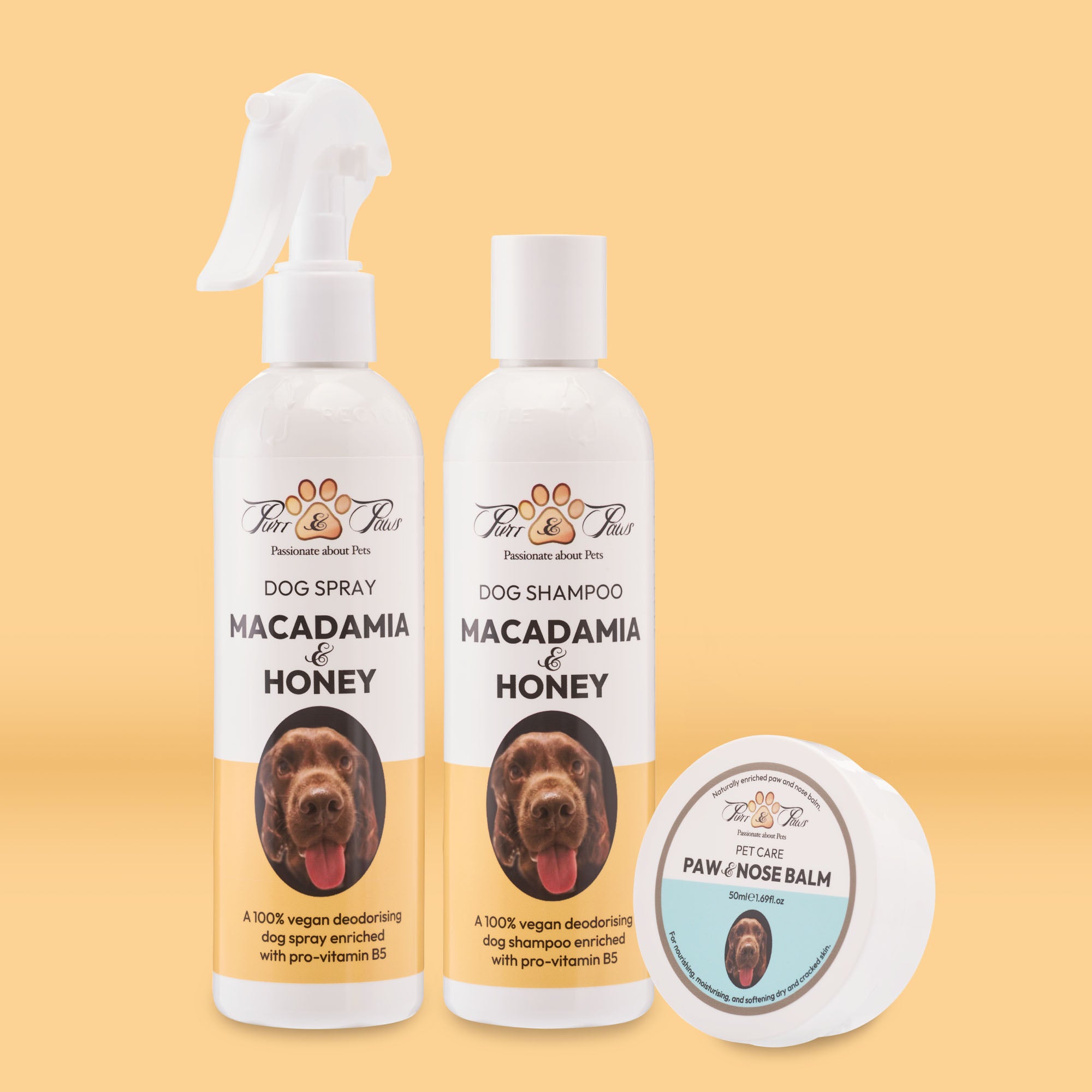 DOG SHAMPOO | SPRAY | BALM | MACADAMIA & HONEY SET